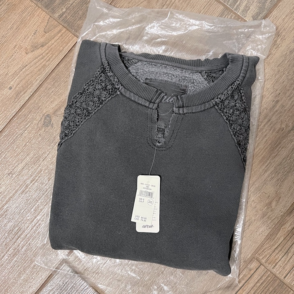 Aerie Hey Crochet Smoked Gray NWT - Picture 2 of 6